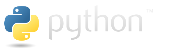 Links im Bild sind zwei ineinander verschlungene Schlangen abgebildet, eine in Blau und eine in Gelb. Rechts daneben steht in grauer Schrift das Wort "python".
